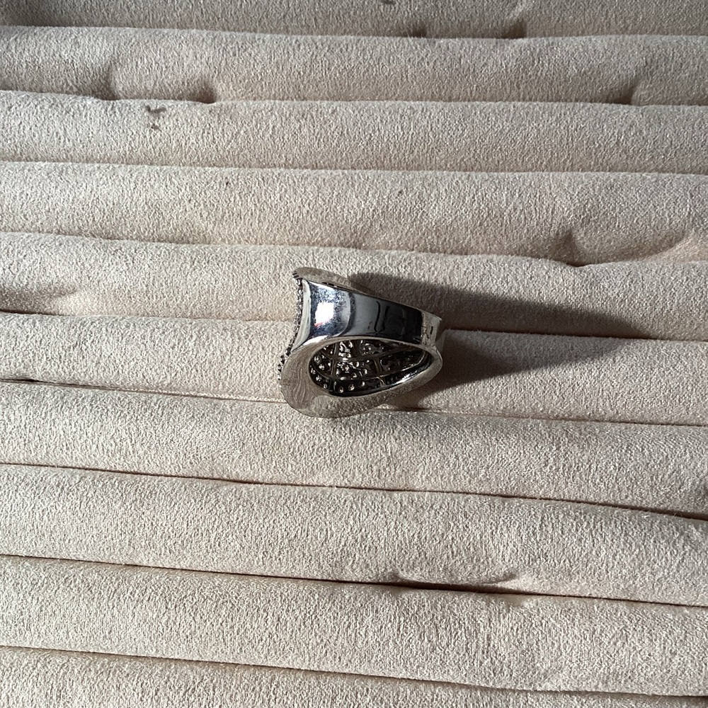 Silver Simulated Diamond Statement Ring - image 3